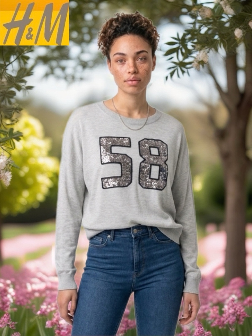 Light Gray Sweater with Sequin 58